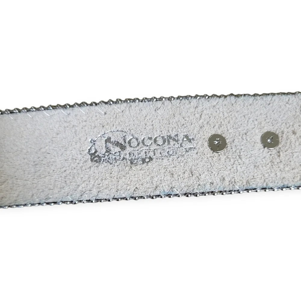 Nocona Women's Calf Hair On Hide Rhinestone Leather Western Belt Brown Silver M